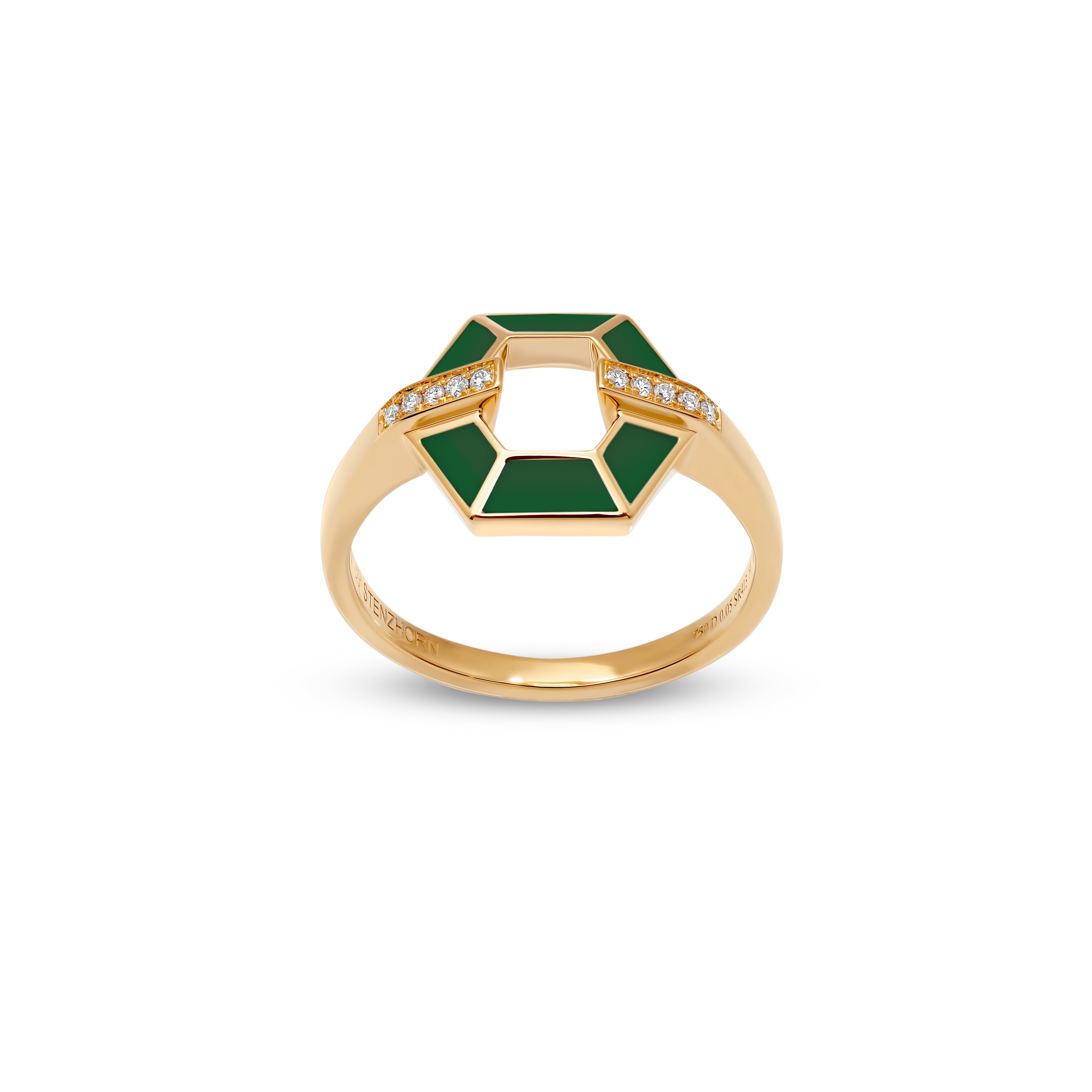 HONEY HONEY Honeycomb Ring with Enamel and Diamonds