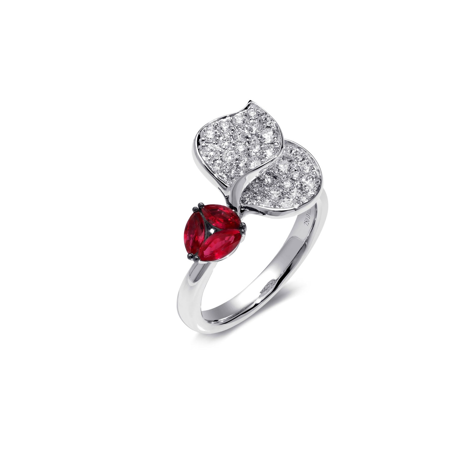 À FLEUR DE PARIS Ruby Double Leaf Ring