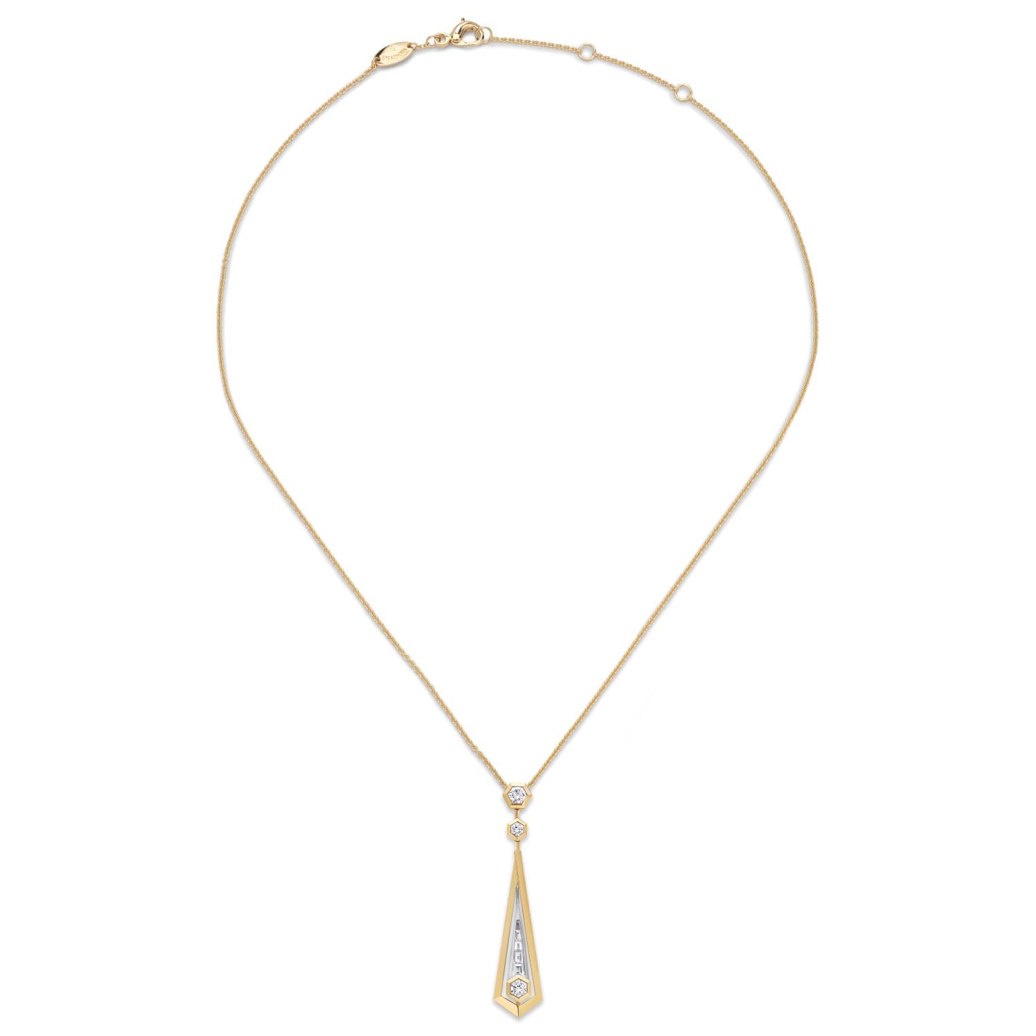 Bicolour Pendant with baguette Diamonds