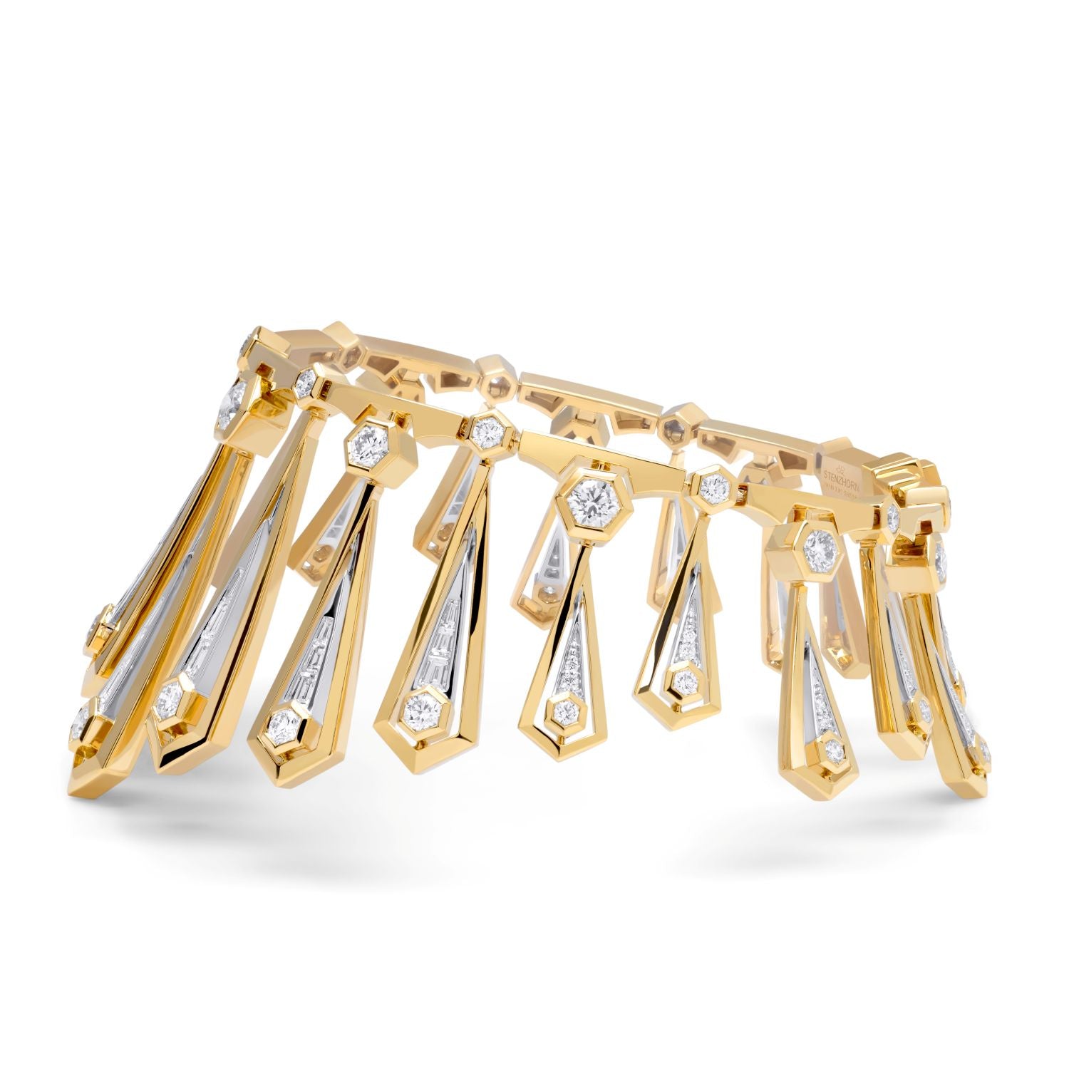Bicolour Bracelet with Baguette Diamonds