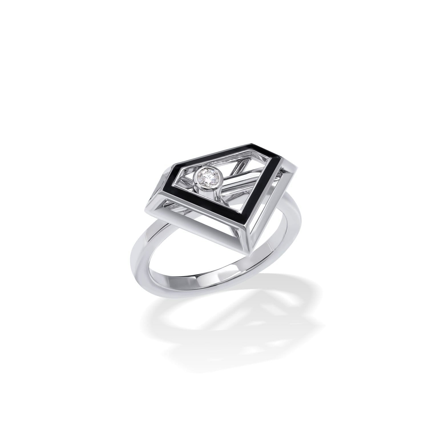 YOU MOVE ME Black Enamel Ring