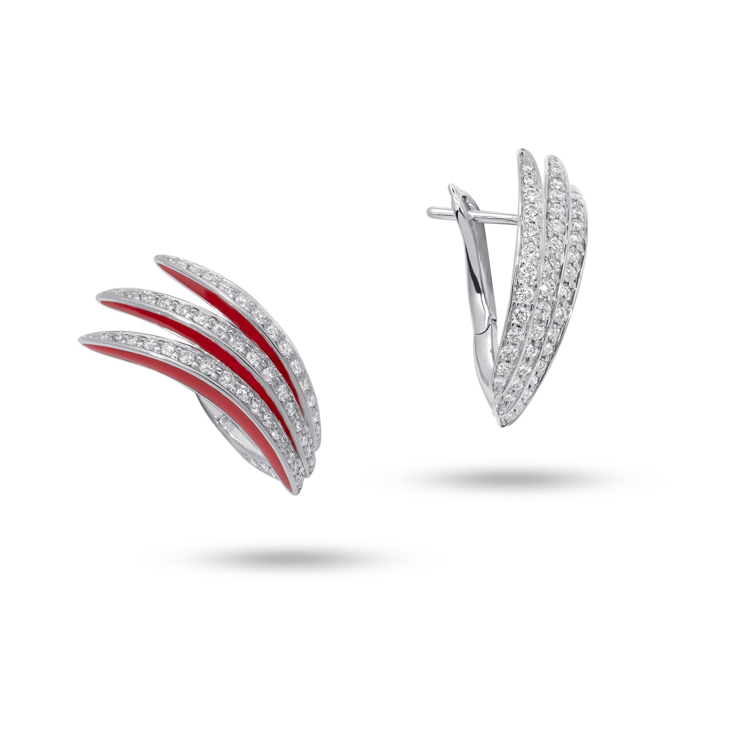 VIVA Classic Earrings with Diamonds and Red Enamel