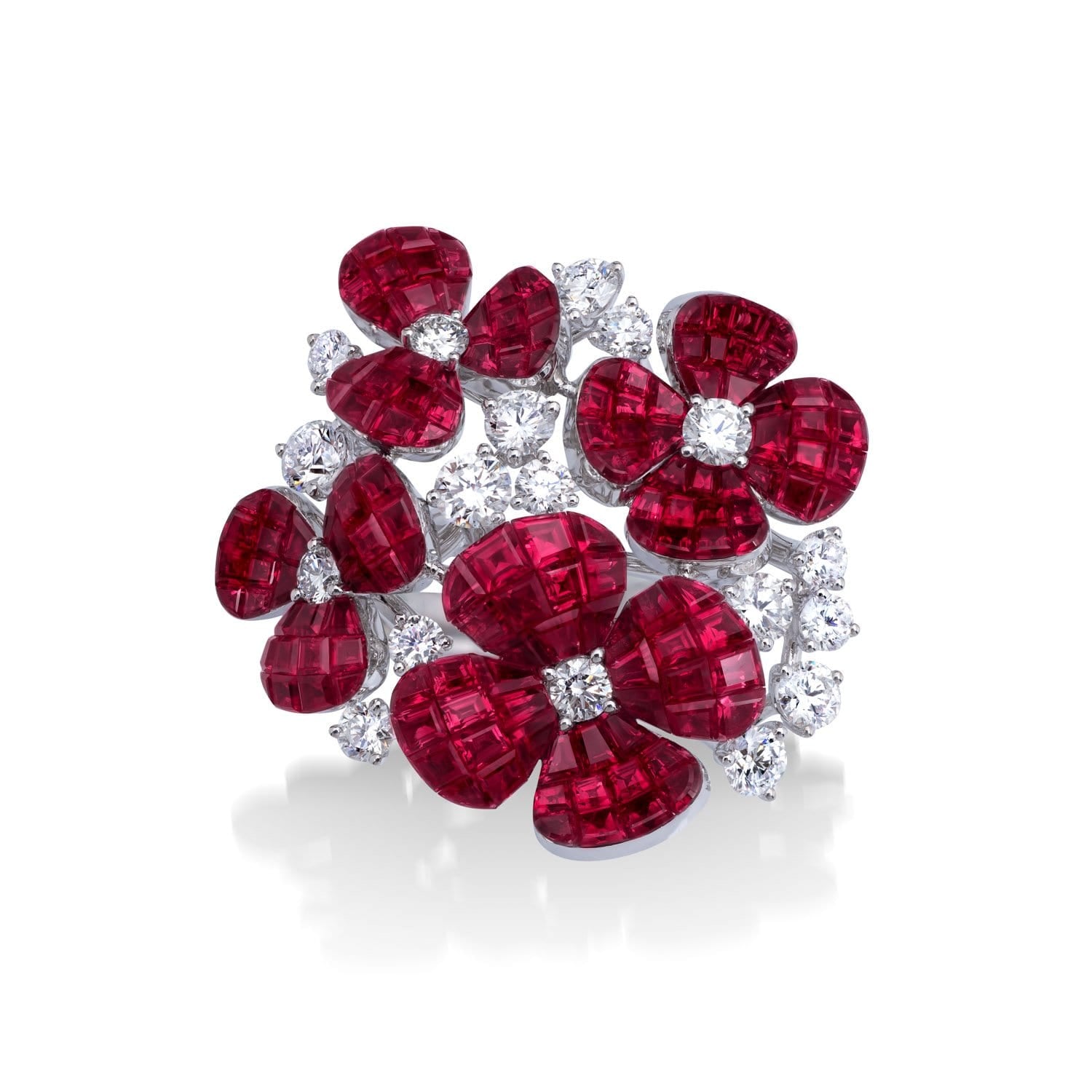 FLORAL Hortensia Rubin-Ring